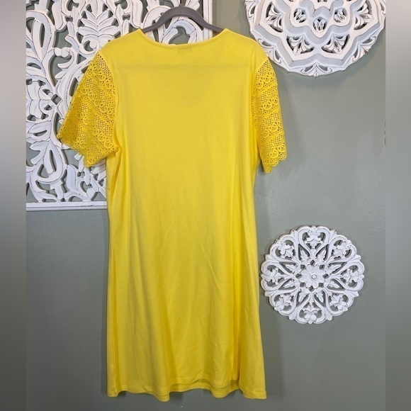 Liz Claiborne Lemon Zest Lace Sleeve Tee Shirt Dress Scoop Neck - Picture 5 of 5